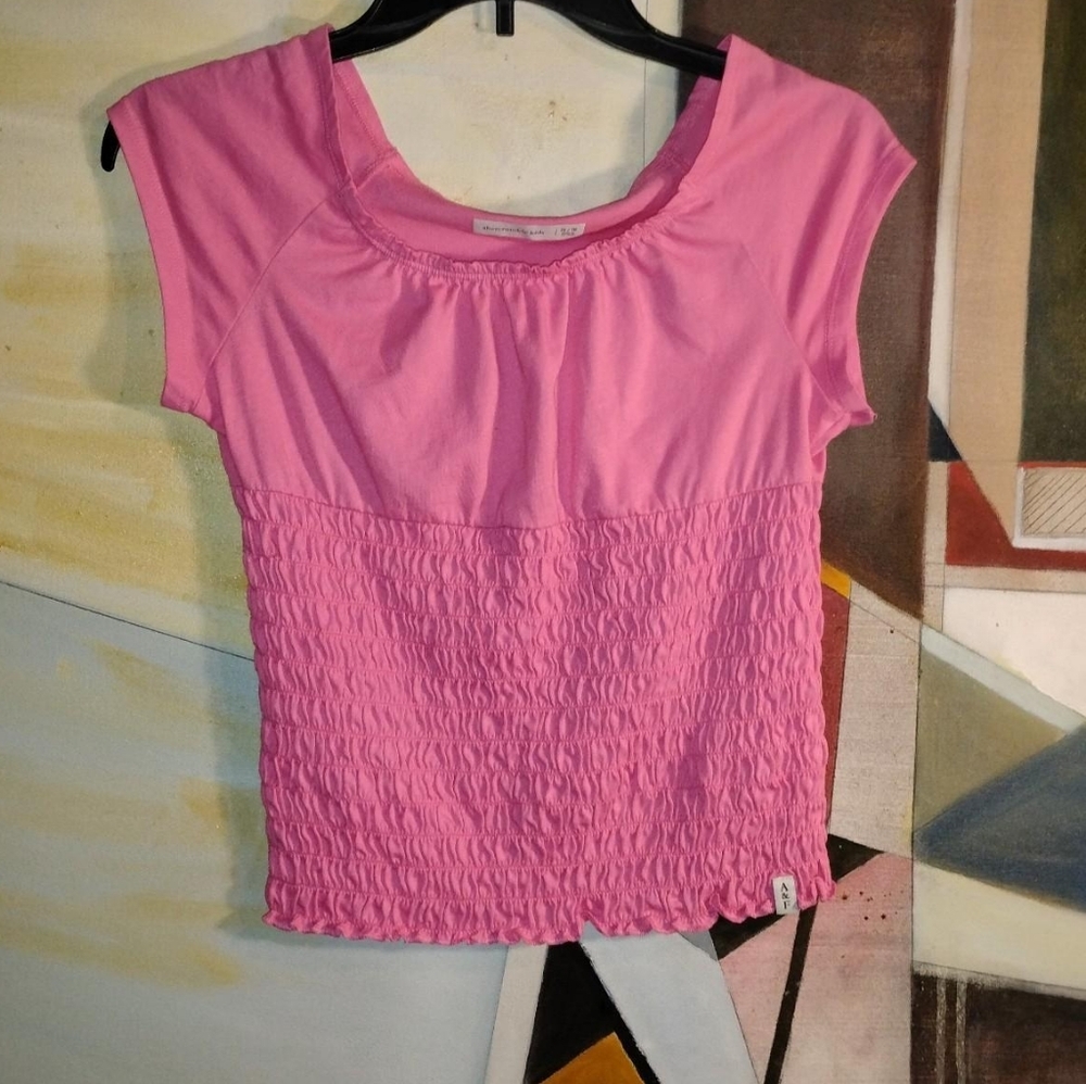 Abercrombie Kids Pink Smocked Short-Sleeve Top, Size 15/16
